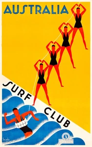 Australia Surf Club Vintage Travel Poster A1 High Quality Canvas Print - Picture 1 of 1
