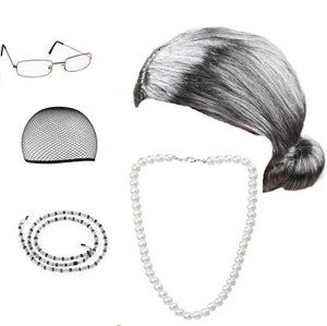 Old Lady Costume Cosplay Grandma Granny Wig Great for Halloween Christmas Mrs... - Picture 1 of 7