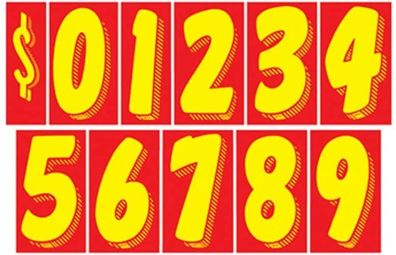 PEGATINAS PARABRISAS DISTRIBUIDOR DE AUTOMÓVILES CALCOMANÍAS DE VINILO GRANDE NÚMERO 11 PAQUETES ROJO AMARILLO Foto 1 de 1