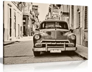 Vintage Cuban Car Canvas Wall Art Picture Print - Picture 1 of 5