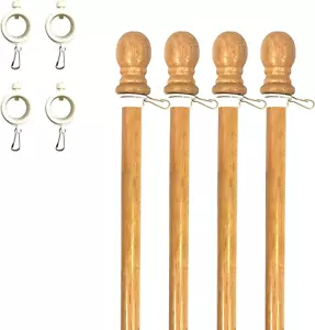 56" Wooden Flag Pole for House Pack of 4 Improved Design Tangle Free Adjustable - Picture 1 of 12