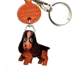 Llavero Inglés Springer Hecho a Mano 3D Cuero para Perro *VANCA* Hecho en Japón #56772 - Imagen 1 de 10