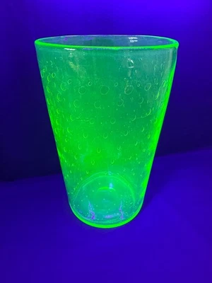Uranium Glass Vase w Controlled Bubbles HUGE 2kg Green Art John Walsh Czech - image 1 of 4