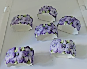 Servilleteros Vintage Púrpura Pensamientos Anillos Floral Cerámica 6 - Imagen 1 de 8