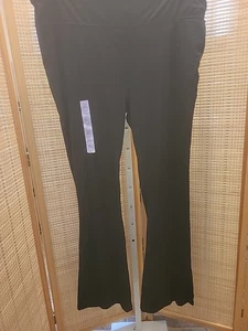 Crane Fitness Tight Womens Size XLarge Black Wide Fit High Rise Pull On Textured - Picture 1 of 13