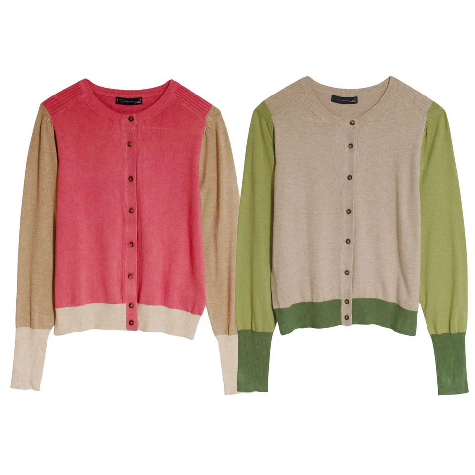 Ex M&S Fine Knit Block Colour Cardigan - Image 1 of 1