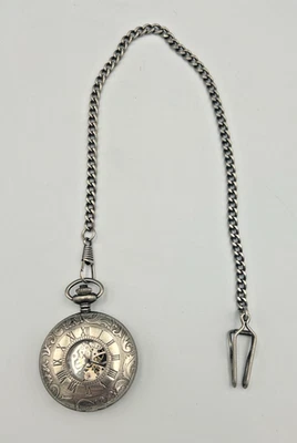 Vintage Majesti Skeleton Dial Silver Tone 17 Jewels Mechanical Pocket Watch - Image 1 of 4