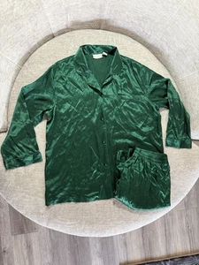 Victoria's Secret Vintage Women’s Silk Green Sleep Set Size Large Gold Label 90s - Picture 1 of 16