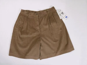 Liz Sport Vintage 90s Brown Corduroy Pleated Shorts Women's Medium 30x8 In - Picture 1 of 11