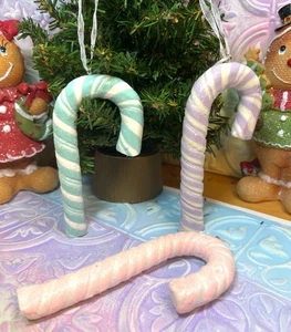 3x Glitzer Zuckerstange Christbaumschmuck in Pastellfarben Candyland U - Bild 1 von 9