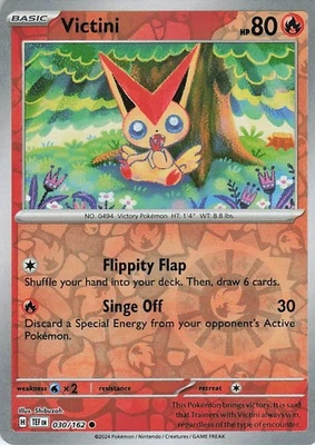 Victini Reverse Holo 030/162 Common SV05: Temporal Forces NM Pokémon - Image 1 of 2