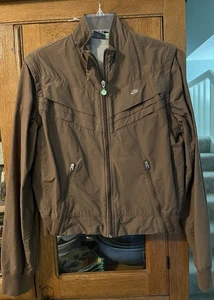 Nike Full Zip Jacket Brown Lined Ladies Y2K Size L (12-14)Zip Off Sleeve - Picture 1 of 9