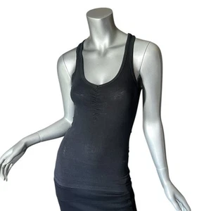 Active Basic Women’s SMALL Black Racer Back Tank Top Scoop V Neck Cotton Blend - Picture 1 of 11