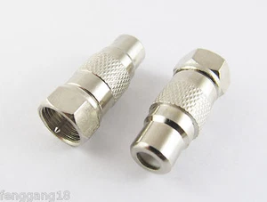 10pcs F Male Plug to RCA Female Jack Coaxial Coax TV Straight Adapter Connector - Picture 1 of 1