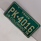 1974 Colorado TRUCK Expired License Plate PK-4016 Man cave BAR