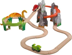 KidKraft Dino World Wooden Train Track & Vehicle Play Set Volcano Escape New - Picture 1 of 9