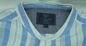 .. ATLANTIC BAY MENS SHIRT SHORT SLEEVE LINEN BLEND SIZE L EXCL - Picture 1 of 5