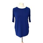 Maternity Blue Round Neck 3/4 Sleeve Over Bump Top  8 (Z7)