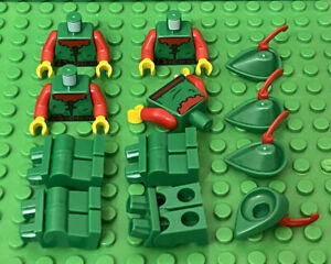 Lego 4 Castle Forestmen Mini Figures Torso,4 Green Legs,4 Hat With Red Feather