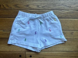Ralph Lauren POLO Girls Pull On Shorts Size 6 Summertime Logo EUC White Preppy - Picture 1 of 7