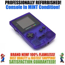 *NEW GLASS SCREEN* Nintendo Game Boy Color GBC Clear Blue System MINT NEW
