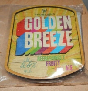WOOD BAR PUMP LABEL , GREENE KING ,GOLDEN BREESE ,BEERESHINGLY FRUITY PALE ALE - Picture 1 of 4