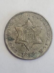 1852 Philadelphia Mint Three Cent Silver Piece - 3C US Trime Coin