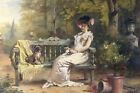 Handmade Oil Painting Repro Pott Laslett John -A Lady With A Dog