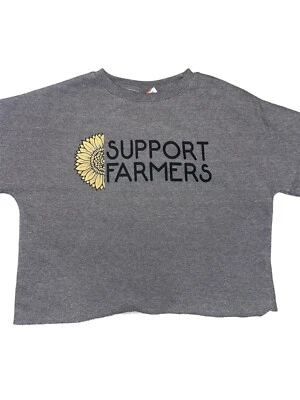 John Deere Cropped Gray Sweatshirt SUPPORT FARMERS Women’s M NWT - Image 1 of 4