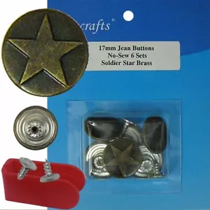 Botones tack de jean de repuesto de 17 mm sin costura con herramienta (BCA26AA) 6 quilates. - Imagen 1 de 3