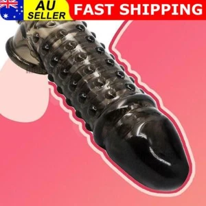 Penis Sleeve Sheath Support Extender Enlarger Male TPE Cock Girth Ring Reusable - Picture 1 of 12
