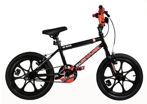 XN Urban Shark 16" BMX Niños Bicicleta MAG Rueda Ciclismo con 2 clavijas de acrobacias Negro Rojo - Imagen 1 de 6
