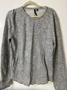 Joe’s Marled Gray Long Sleeve Sweater Raw Hem Cotton Wool Blend With Pockets - Picture 1 of 8