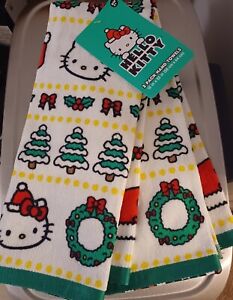 Hello Kitty Cozy Christmas-2 Pack Hand Bath Dish Towels-15in X 25in. New 