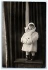 C1910's Cute Little Girl Pig Handwarmer Rppc Photo Unposted Antique Postcard