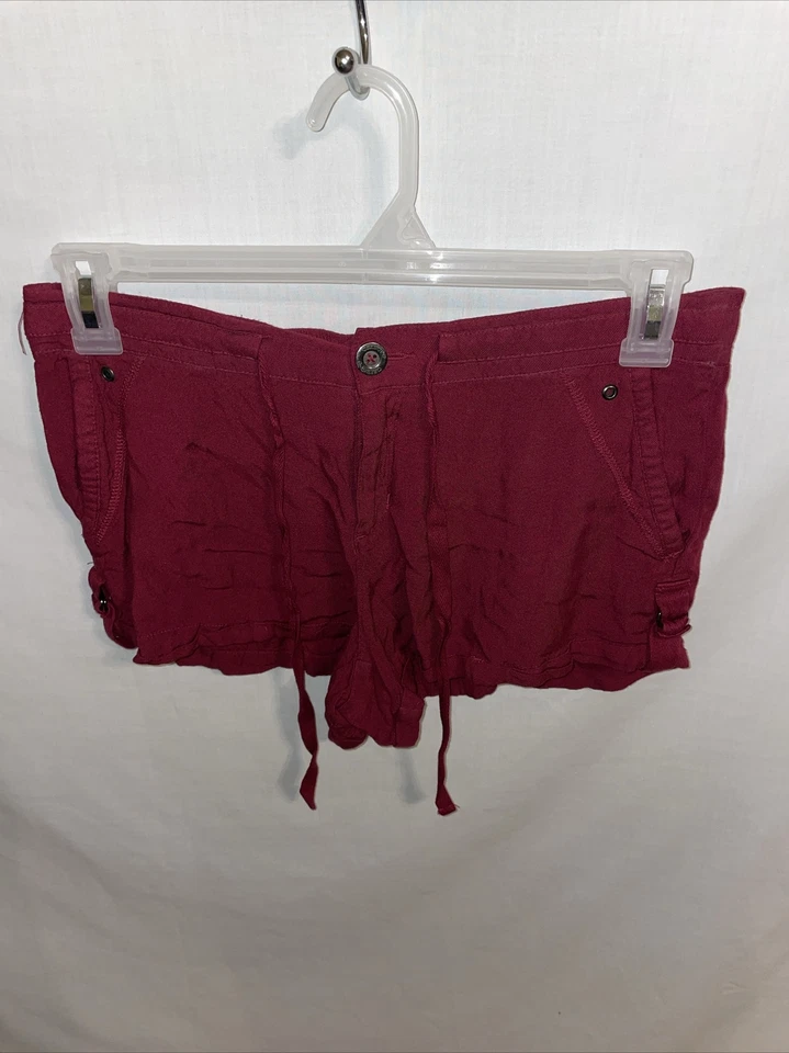 Pantalones Cortos Informales Bebop Para Mujer Talla Mediana Rojo Cremallera Mosca Cordón Bolsillos Atletismo Foto 1 de 4