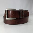 Wide Brown Genuine Leather Dress Belt - Men's Size 38