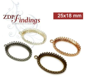 ZDP Findings - 6 pcs - Oval 25x18mm) Antique Brass Crown Bezel Setting 8394ABR - Picture 1 of 4