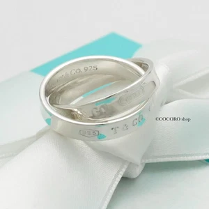 Authentic Tiffany & Co. 1837 Interlocking Circles Double Ring Size 3.75 w/Pouch - Picture 1 of 11