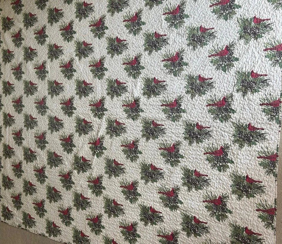 Red Cardinal Living Quarters Quilted  Queen Bedding 2Shams 25"x19" - Image 1 of 4