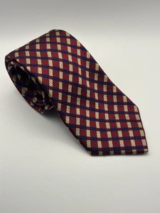 Thomas Pink red gold navy geometric necktie 9cm 60" 100% Silk - Picture 1 of 4