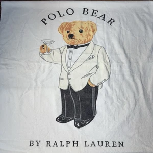 Vintage POLO RALPH LAUREN BEAR Martini Bear Tuxedo Bath Beach Towel  - Picture 1 of 7