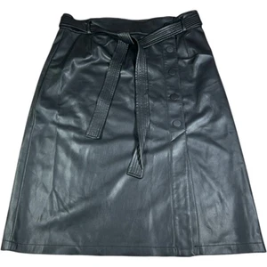 Gonna donna nera ecopelle Marks & Spencer taglia 18R con cintura nuova con etichette - Foto 1 di 12