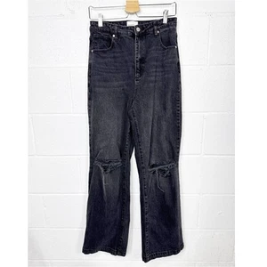 Abrand Jeans 94 High Wide Black Distressed Ripped Knee Womens Size 29 - Picture 1 of 13