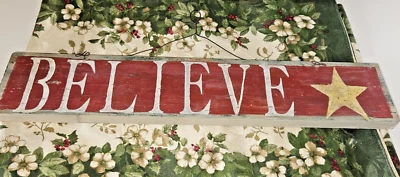 Rustic Painted Wooden Inspirational Motivational Sign Wall Decor "Believe" - Image 1 of 4
