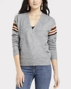 Herzwebstuhl Camila Langarm Academia V-Ausschnitt Pullover grau mit Streifen Damen M - Bild 1 von 5