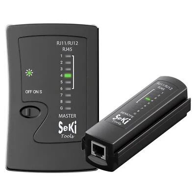 SeKi Netzwerk Kabeltester RJ11 RJ12 RJ45 ISDN LAN Netzwerkkabel Schwarz - Bild 1 von 4