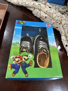 Super Mario Brothers Canvas Lace Up Shoes Kids Size 10 Kids Luigi Ground Up - Picture 1 of 7