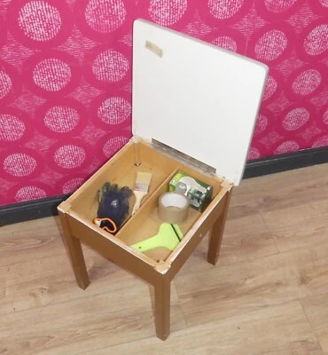 praktischer 50er Jahre Hocker mit Stauraum Schemel Holz stool with storage braun - Bild 1 von 4