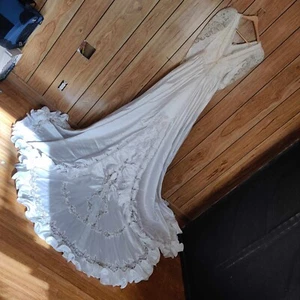 VTG 1980s 1990s Alfred Angelo White sz 6 Wedding Gown w/ Petticoat - VG COND - Picture 1 of 23
